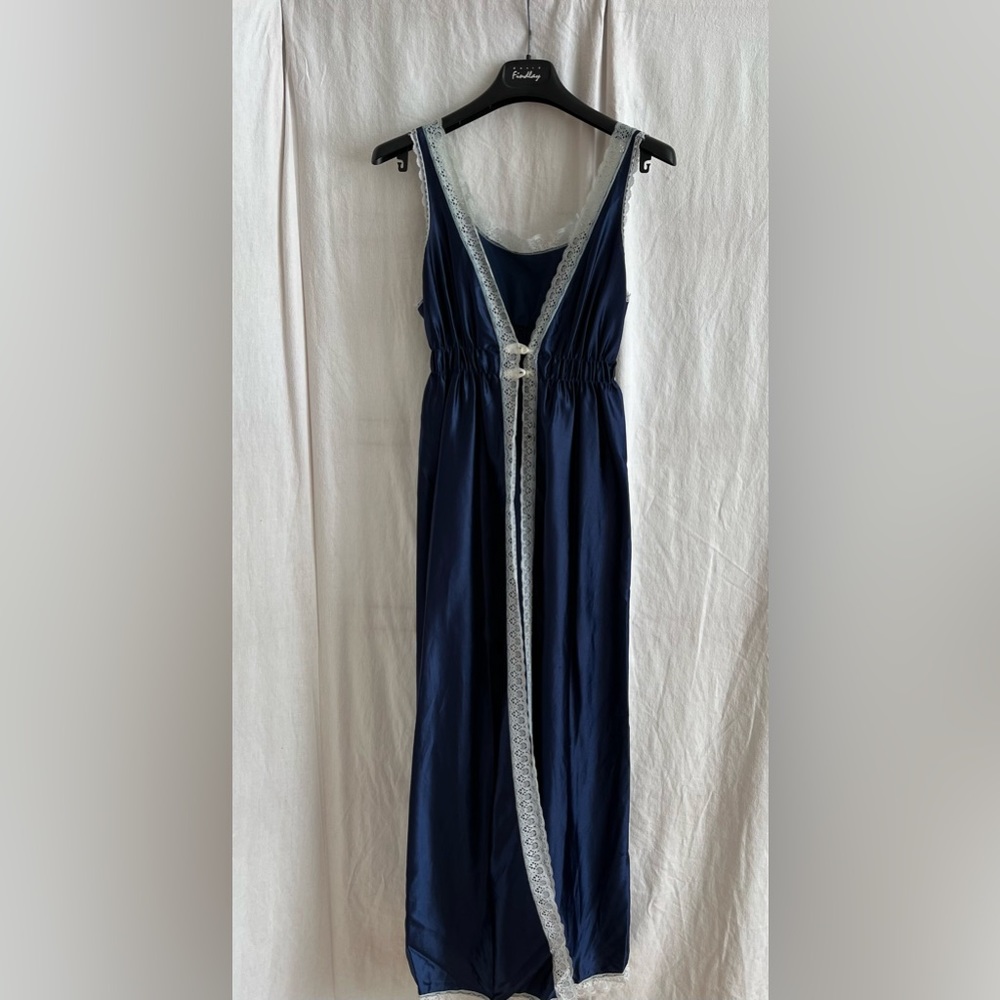 Vintage negligée topper cover up lingerie navy size XS-S